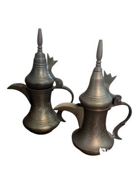 ANT/VTG 2 Mini Middle Eastern Islamic Turkish Brass Ibrik Dallah Coffee Pot 5"